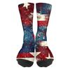 Women’s Breathable Comfortable Crew Socks with Independence Day Print Soft Stretchy Fabric Medium Length Design for Daily Wear