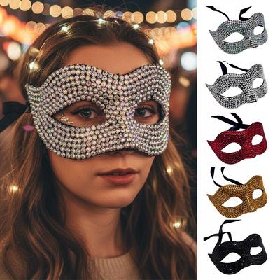 Glanzend Acryl Kristal Strass Oogmasker Luxe Ontwerp Maskerade Masker Halloween Carnavals