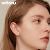 WOSTU 925 Sterling Silver Hoop Earrings, Crescent Moon & Star High Polish Tarnish Resistant Trendy Earrings