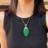 Full Green Yang Green Natural Agate Green Chalcedony Pendant Female Opening Slightly Inlaid, Real Shot Fidelity