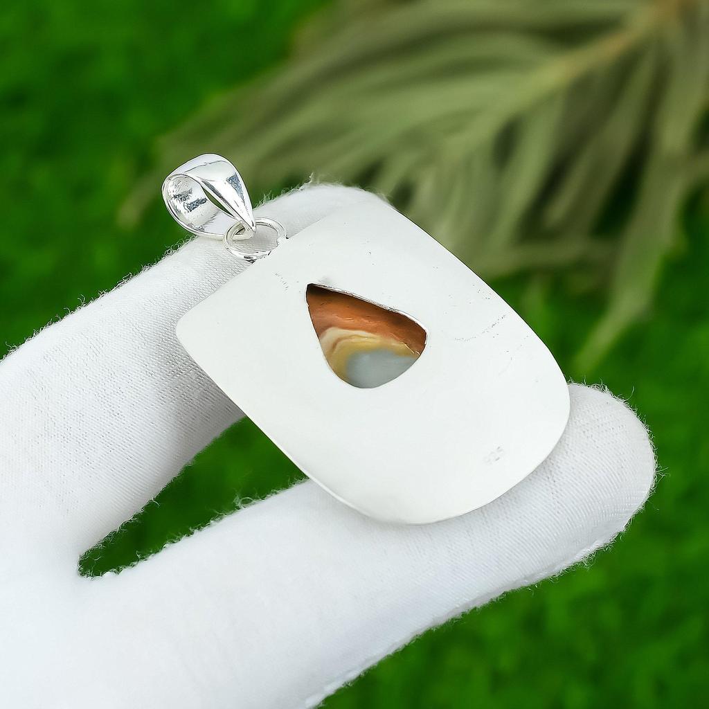 Natural Maligano Jasper Gemstone Pendant 925 Sterling Silver Jewelry For Girls