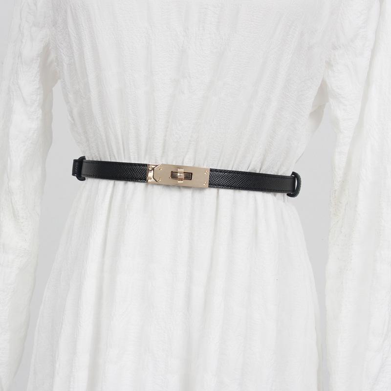 

Mary Adjustable leather belt - women s decorative belt for blazer and skirt outfits чёрный