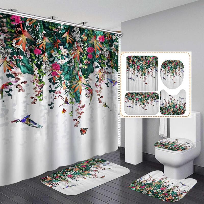 Plant Series Punch-Free Bathroom Shower Curtain