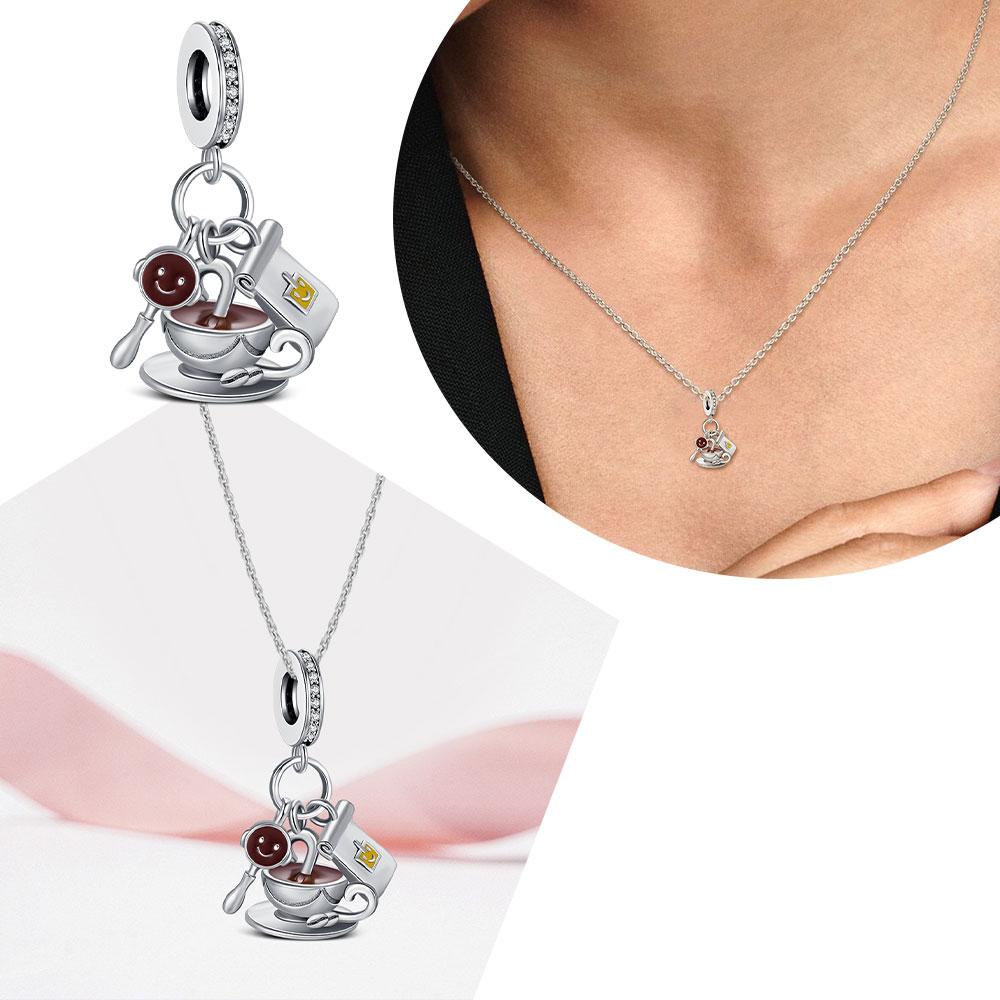 Zywany Copper Coffee Bead Fit Bracelet Diy Bead Women Fashion Jewelry Classic Cup Charm Daily Wear Dangle Pendant