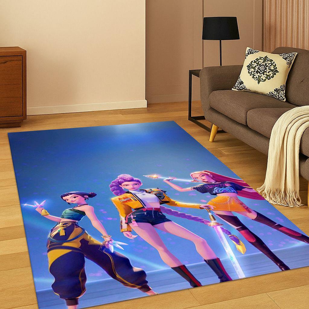 3D Demon Hunters Kpop Rumi Mira Zoey Music Carpet Rug for Bedroom Living Room Sofa Home Decor,Area Rug Non-slip Floor Mat Gift