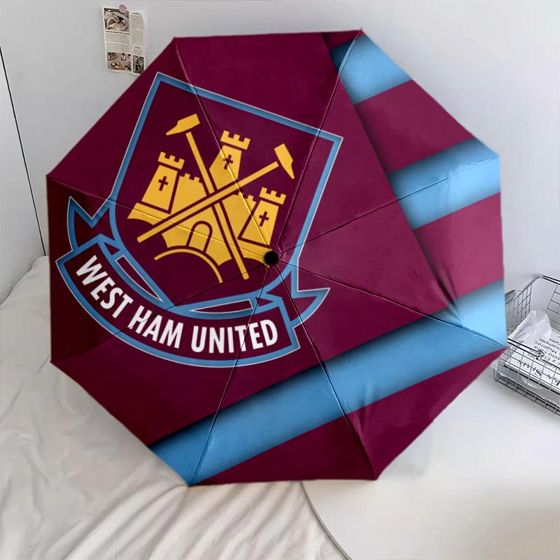 West Ham United FC pattern, automatic folding umbrella, portable and foldable design, 8 ribs, a Christmas or birthday gift.