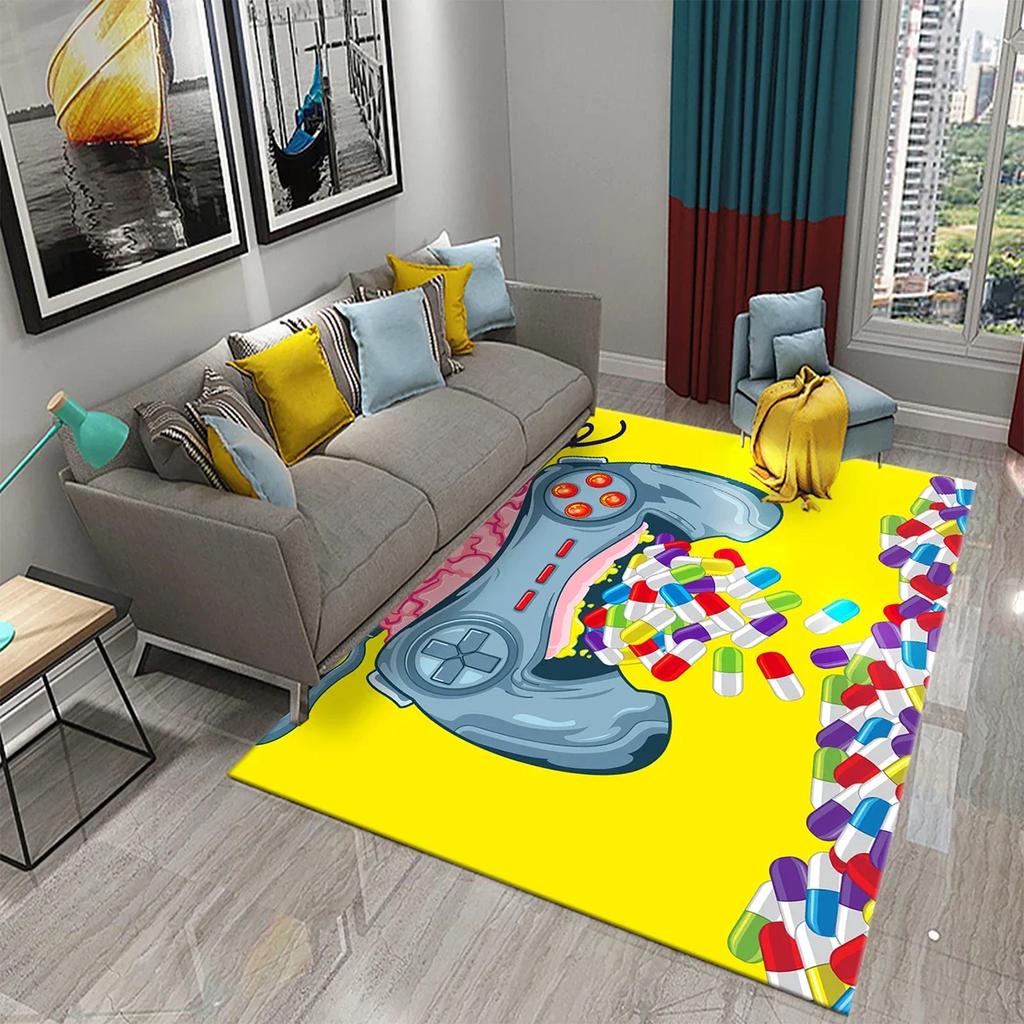 Anime Game Controller Children's Play Area Carpet Children's Game Floor Mat Cartoon 3D Pattern Living Room Decorative Carpet