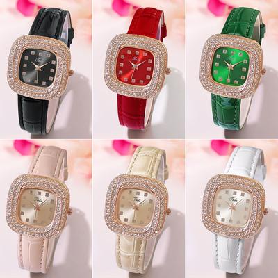 French Elegant Watch Female Belt Square Full of Diamonds British Watch Fashion Simple Diamond Encrusted High Sense Watches
