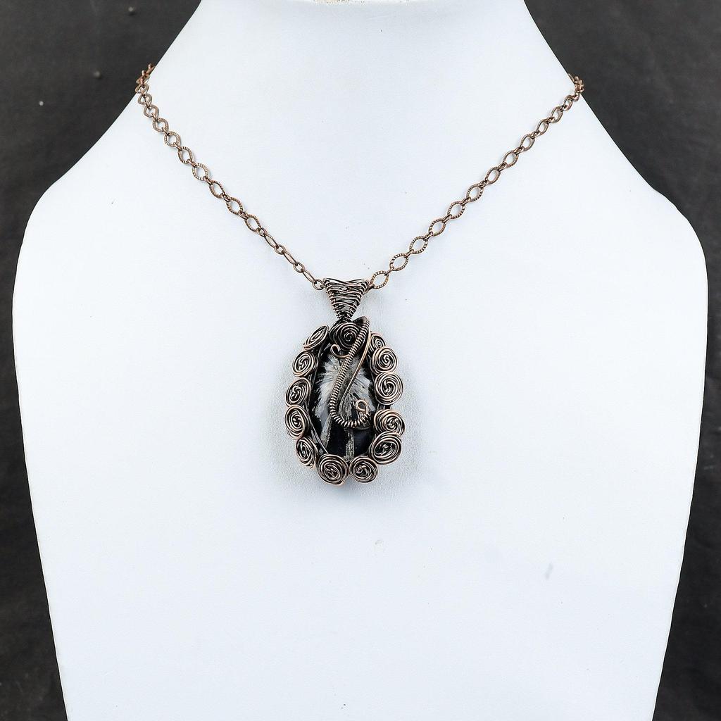 Chrysanthemum Gemstone Pendant Copper Wire Wrapped Pendant Copper Jewelry Handmade Pendant Gift For Her Stylish Pendant Wire Wrapped Jewelry