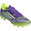 Adidas F50 League MG Versatile Comfortable Stylish Low-Top Kids Football Shoes Kids Football Shoes Purple White Bright-Lemon-Yellow JH7752