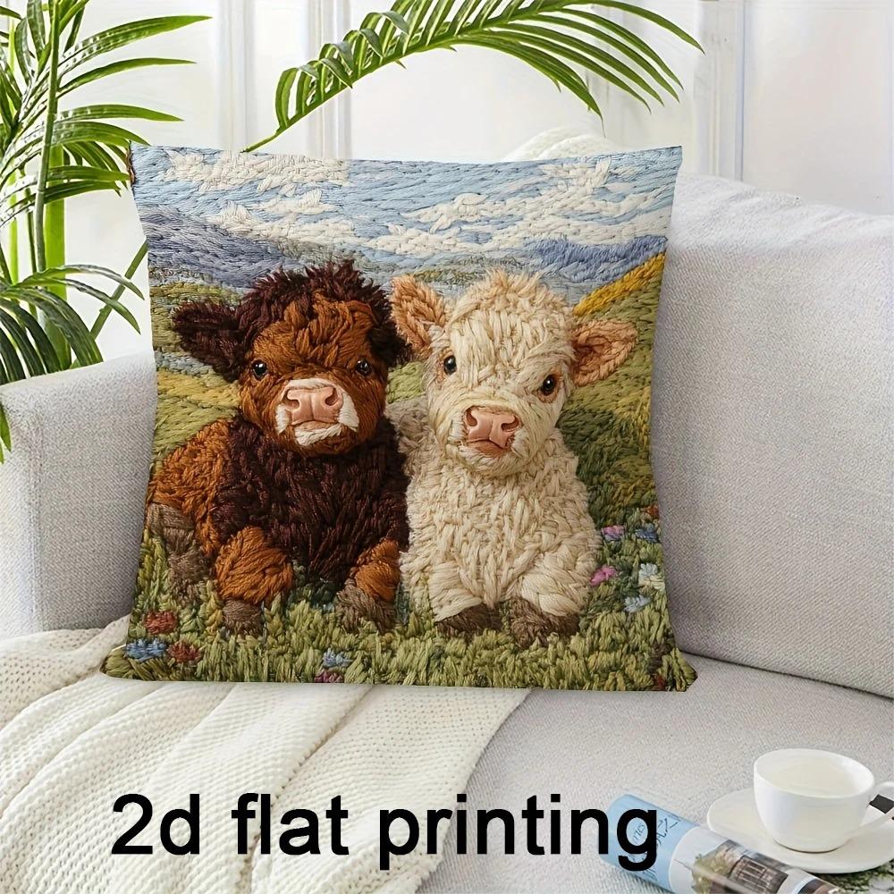 Cute Alpaca Llama 2D Flat Printed Peach Skin Pillowcase Animal Decorative Cushion Cover for Sofa Living Room Home Decor Modern