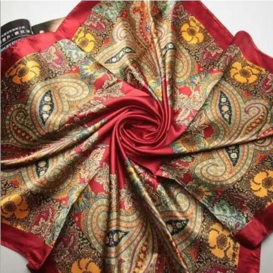 Fashion Scarf Women Luxury Brand Classical Cashew Hijab Silk Satin Shawl Scarf Foulard Square Head Scarves Wraps  New Design