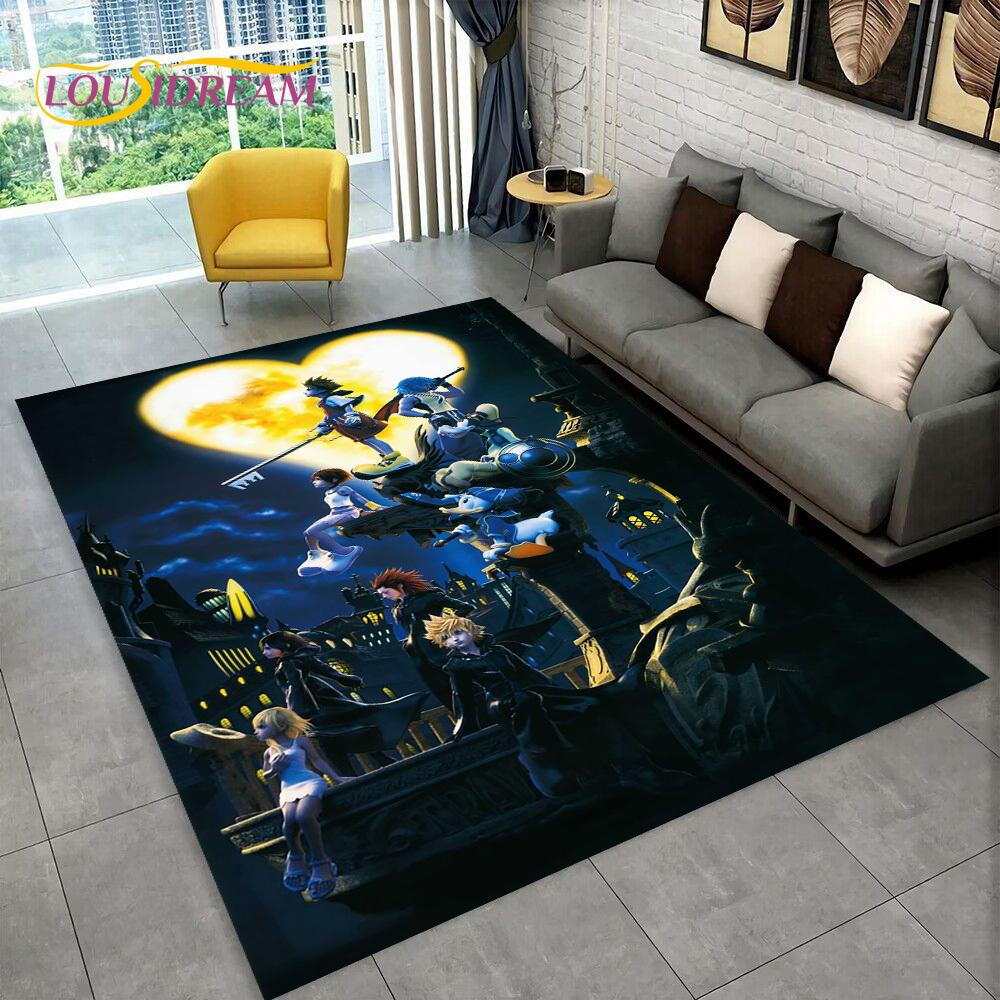 3D Cartoon Kingdom Hearts Game Carpet Rug for Home Living Room Bedroom Sofa Doormat Decor,kids Play Area Rug Non-slip Floor Mat