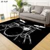 Bohemian Drum Set Art Rug Black Area Mat Musical Home Decor Floor Runner for Musicians Band Room Living Space Tapestry Gift