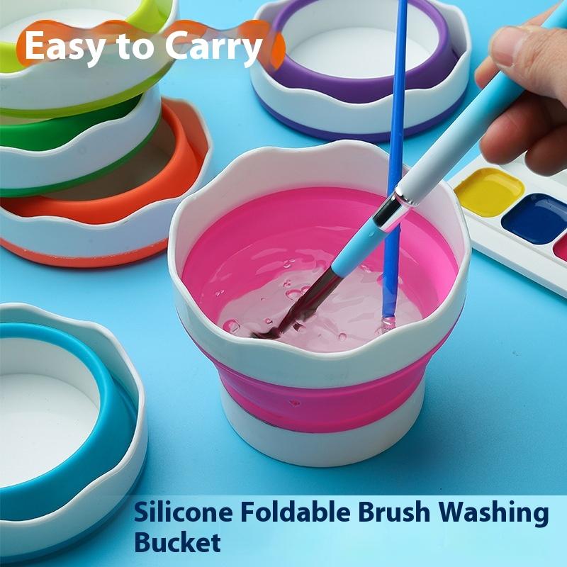 Portable Collapsible Paint Brush Washer Silicone Mini Wash Water Bucket Holder Cup Watercolor Acrylic Oil Painting Cleaner