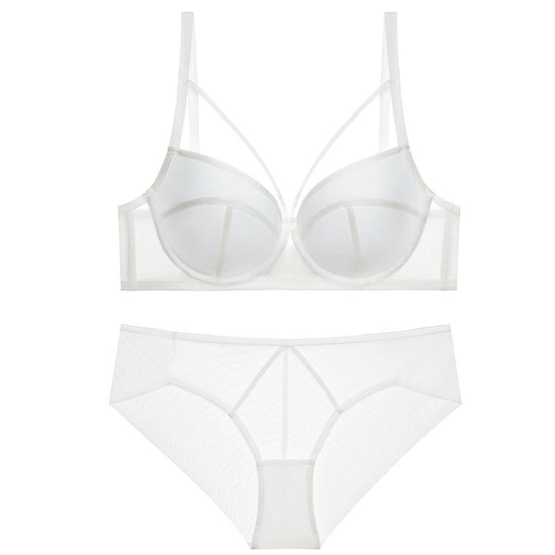 

Французское тонкое белье, большая грудь выглядит маленькой, сексуальный бюстгальтер, закрытая грудь, против провисания, верхняя поддержка собирает бюстгальтер женщины 70B белый