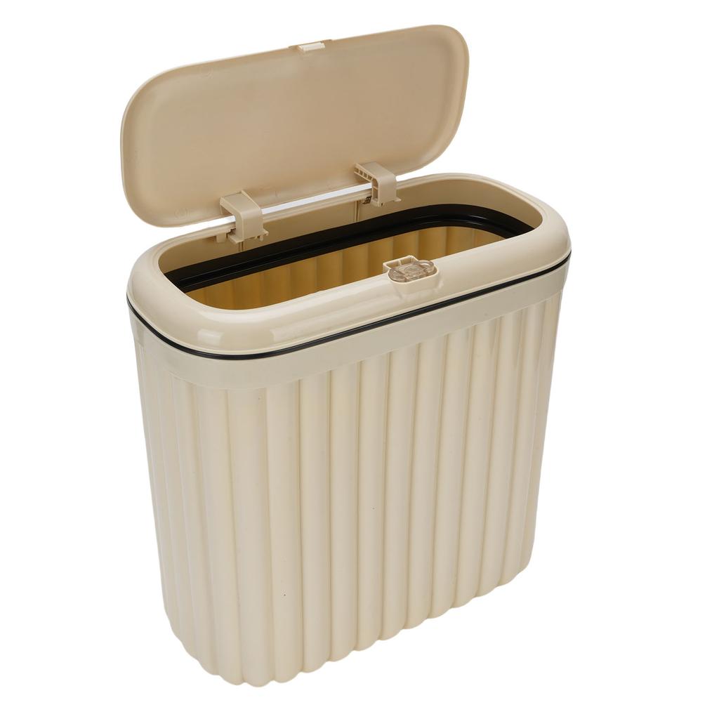 Slim Trash Can with Lid Bathroom Garbage Can with Pop Up Lid Waste Basket for Bathroom Kitchen Bedroom Office