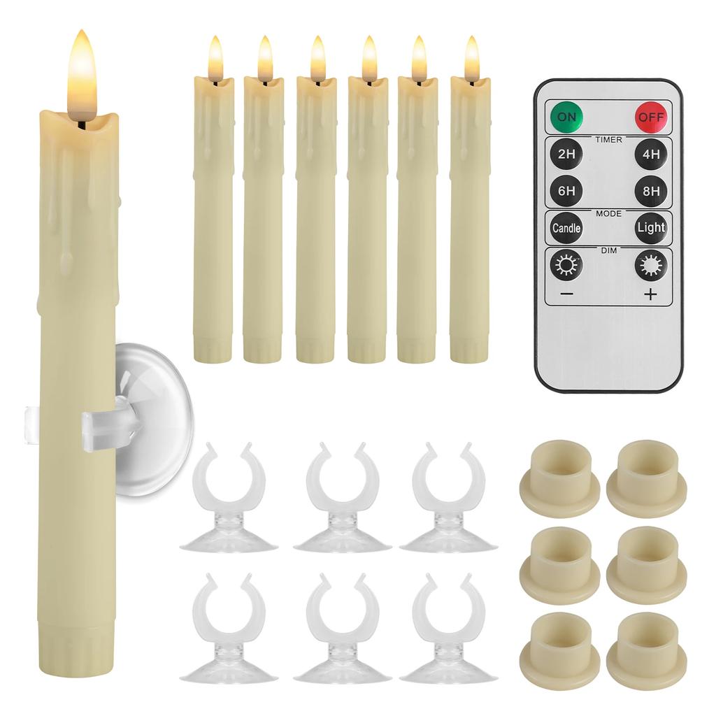 6/12 Buc. Lumânări de Fereastră cu Ventuze Lumânare Electronică LED Pâlpâitoare Sfeșnice de Crăciun Lumânări LED Conice Fără Flacără