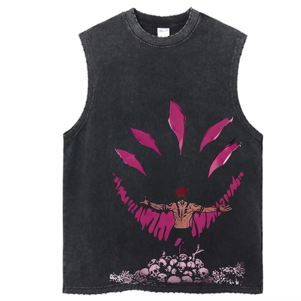 

Jujutsu Kaisen Summer Men s Tank Tops Gym Vest Women s Washed Vintage Sleeveless Shirt Print Clothes Streetwear Anime 3XL
