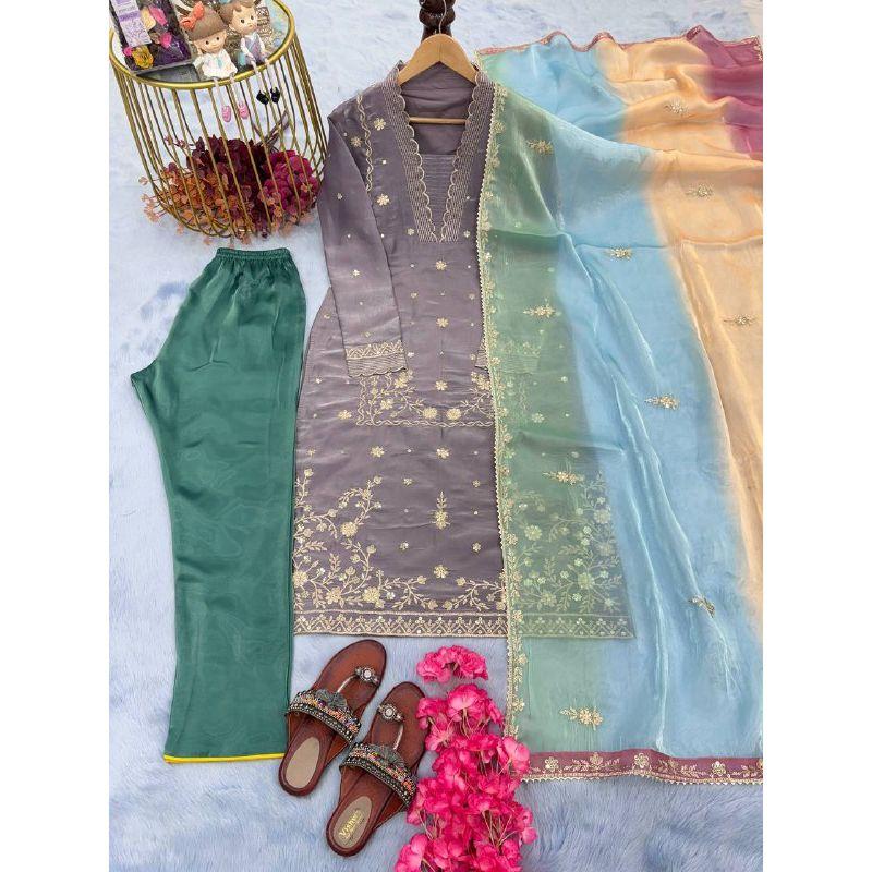 Launching New  designer Party Wear Look Heavy Top Bottom & Dupatta Set