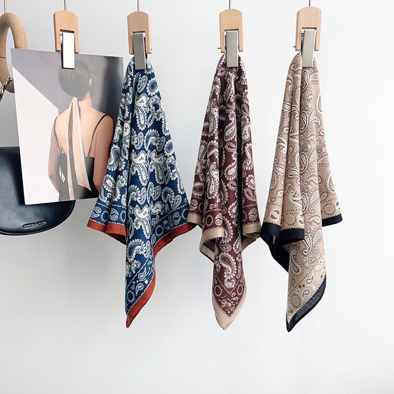 Korean version of herringbone pattern cashew flower small square scarf silk scarf women's spring and autumn scarf fashion matching shirt suit scar
