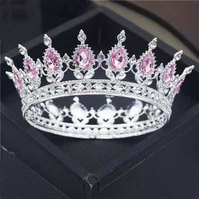 Teardrop Strass Kreis Prinzessin Runde Metall Krone Königin König Geburtstag Kuchen Tiaras Haar Schmuck Party Hochzeit Kopf Ornamente