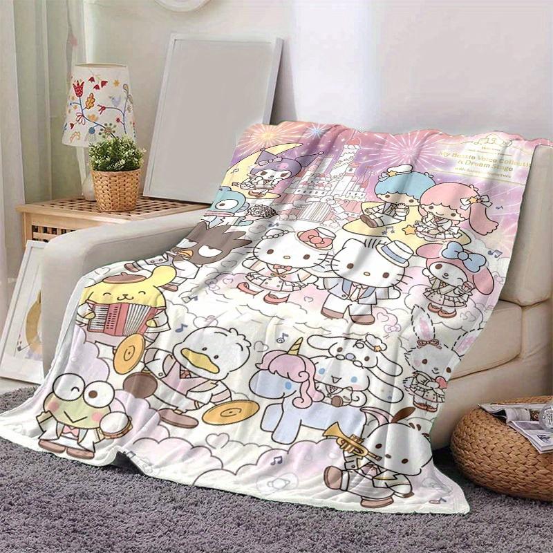 1pc, Sanrio Charming Cartoon Characters Home Decor Blanket: Perfect Gift for Bedroom, Living Room, Travel, Camping, Car, Beach & Office Naps, Cozy Fla