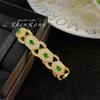 Art Deco Vintage Black Lacquer Emerald Diamond Bangle Bracelet for Women
