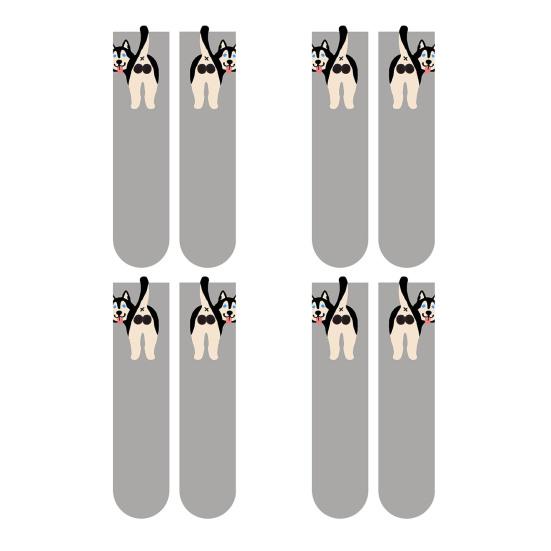 Women's Cute Dog Socks with 3D Fuzzy Balls Funny Novelty Animal Print Crew Cotton Socks for Women Girls Dog Lovers