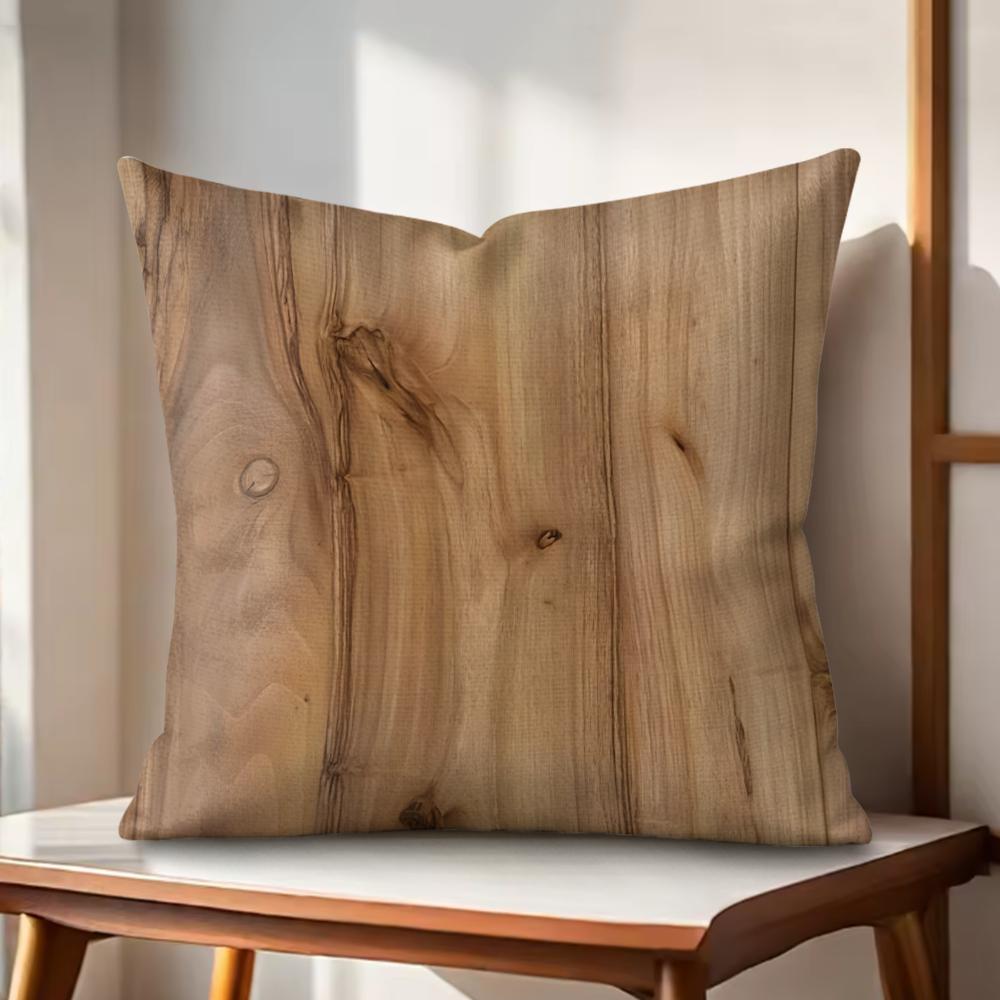 Classic Wood Grain Cushion Cover Natural Linen Organic Fabric DoubleSided Printing Couch Pillow Covers Home Decor