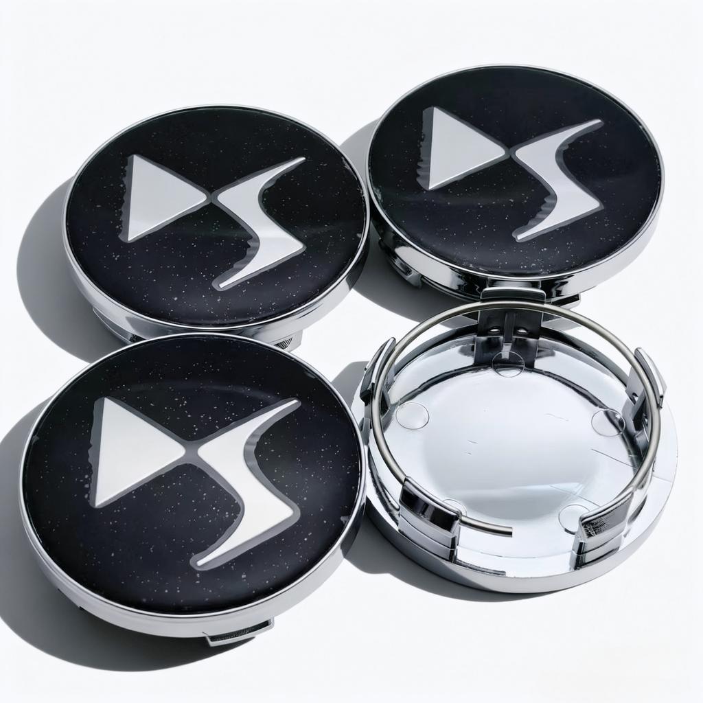 4pcs Black Silver DS Logo Emblem Car Wheel Center Caps 58MM 54MM Rim Hubcaps Dust Cover Wheels Hub Cap Replace Car Accessories