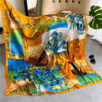 Four Season Style 110 * 110 cm Hedvábně hladký Šifrovaný brokát Velký čtvercový šátek Šátek Tenký šátek Cestovní opalovací krém
