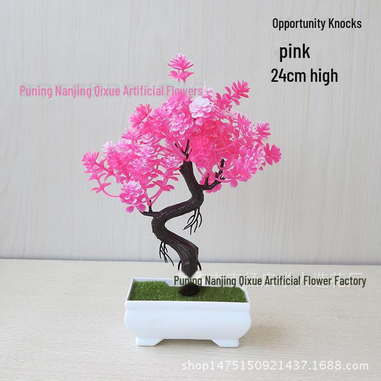 "Artificial Bonsai Potted Plants - Small, Plastic, Decorative Flowers for Desktop & Living Room"