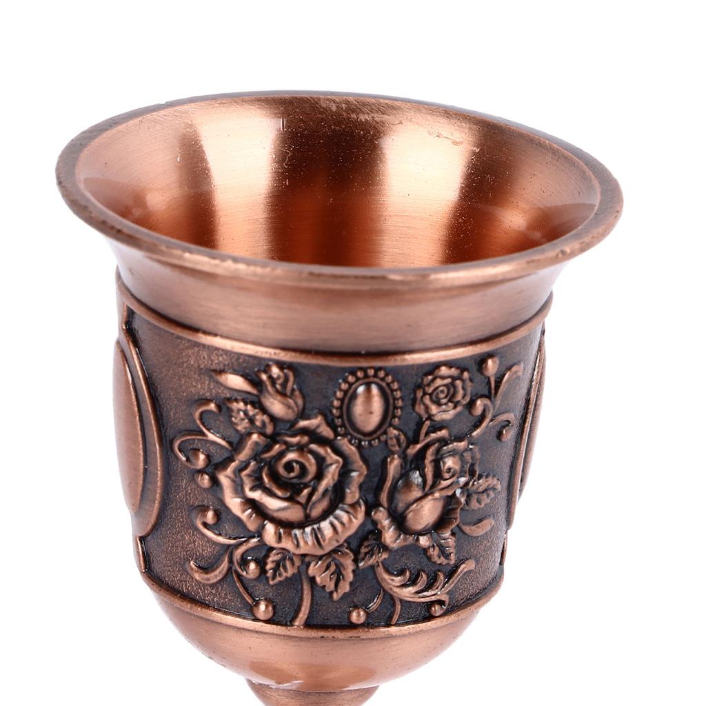 Vintage Metal Wine Glass Embossed Decorative Retro Metal Goblets for Home Bar 2pcs Rose Gold