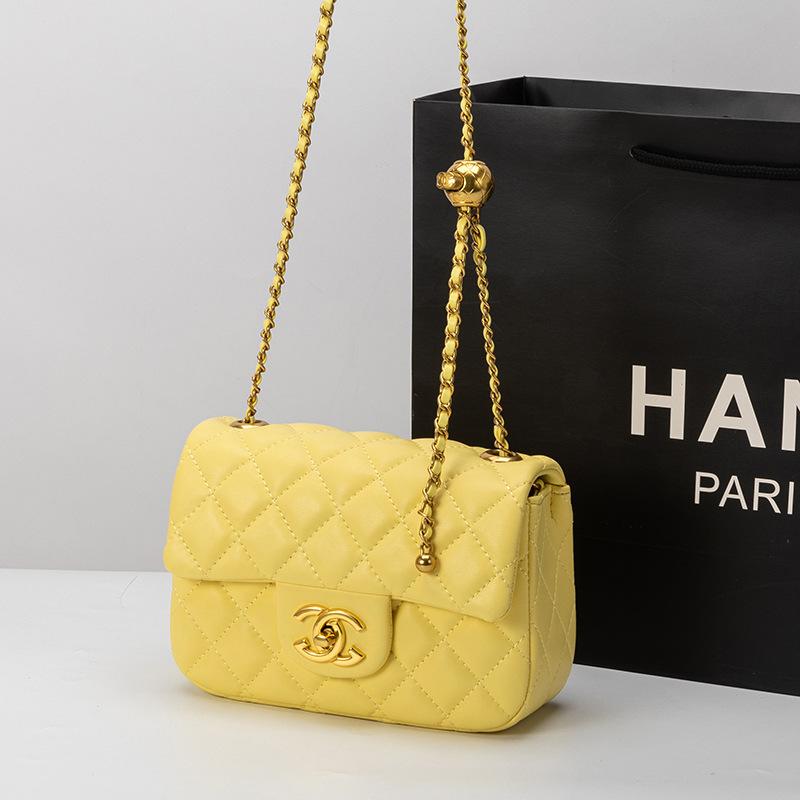 New Stylish Retro-inspired Quilted Chain Bag, Small Gold Ball Shoulder/crossbody Bag