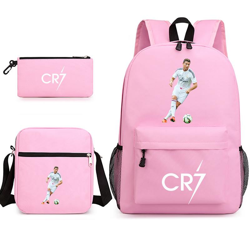 Large Capacity Schoolbag with Shoulder Strap; Student Three-piece Pencil Case Set