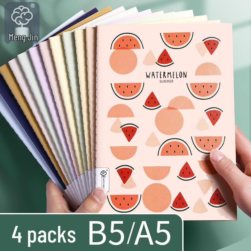 B5 Stitched A5 Cream Notebook with Thick Horizontal Lines for Students