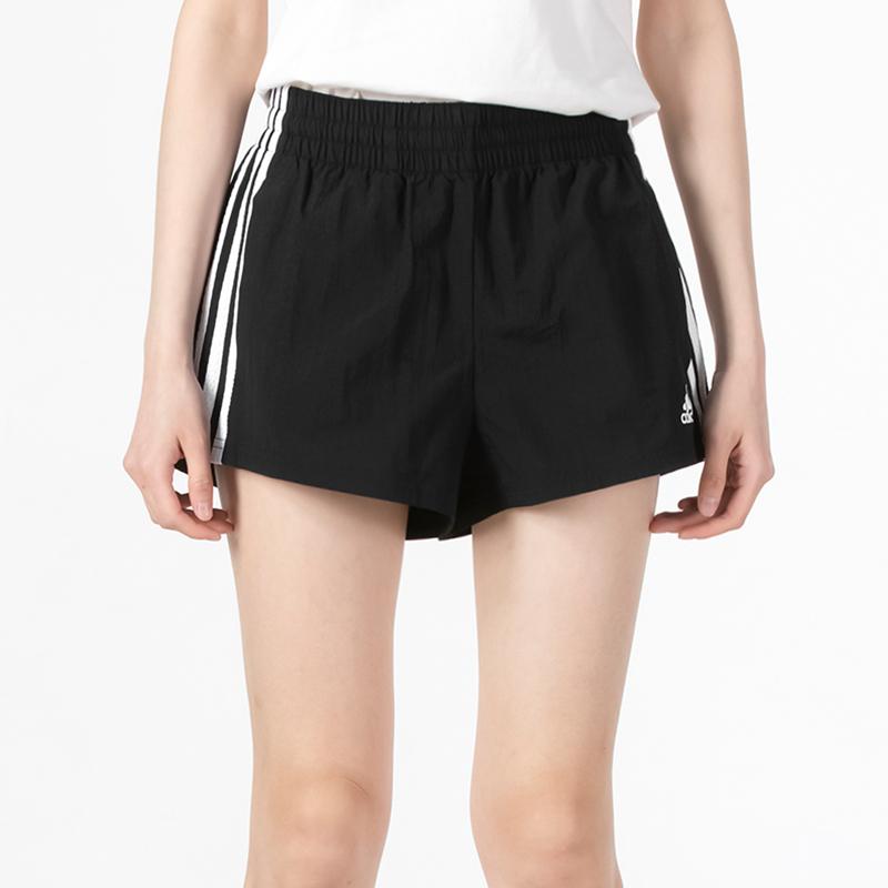 Adidas Bluv Q2 Striped Breathable Knit Casual Shorts Women Bottoms Black HE9345