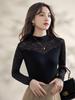 New Style Embroidered Mesh Lace Base Layer Shirt - Women's Slim Fit, Long Sleeve, Spring/Autumn Fashion Top