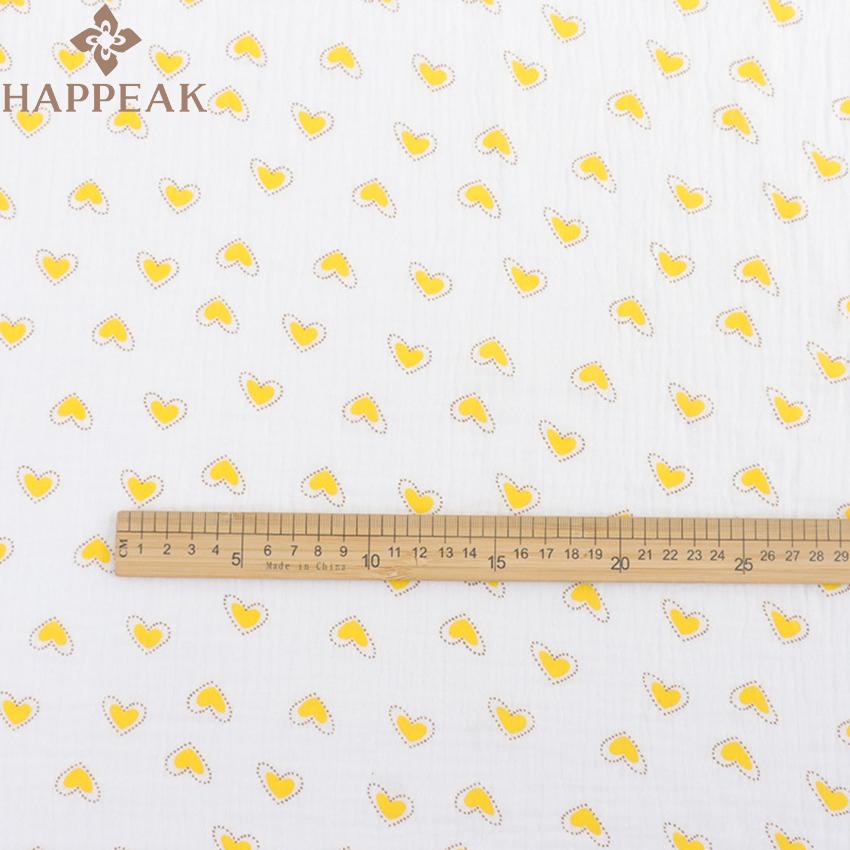 HAPPEAK Low MOQ Double Gauze Muslin Fabric Heart Printed Cotton Crepe Gauze Fabrics Textile for Napkins
