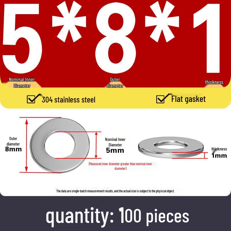 Plochá podložka z nerezové oceli 304 pro nastavení vůle hřídele (0,1/0,2/0,3 mm)