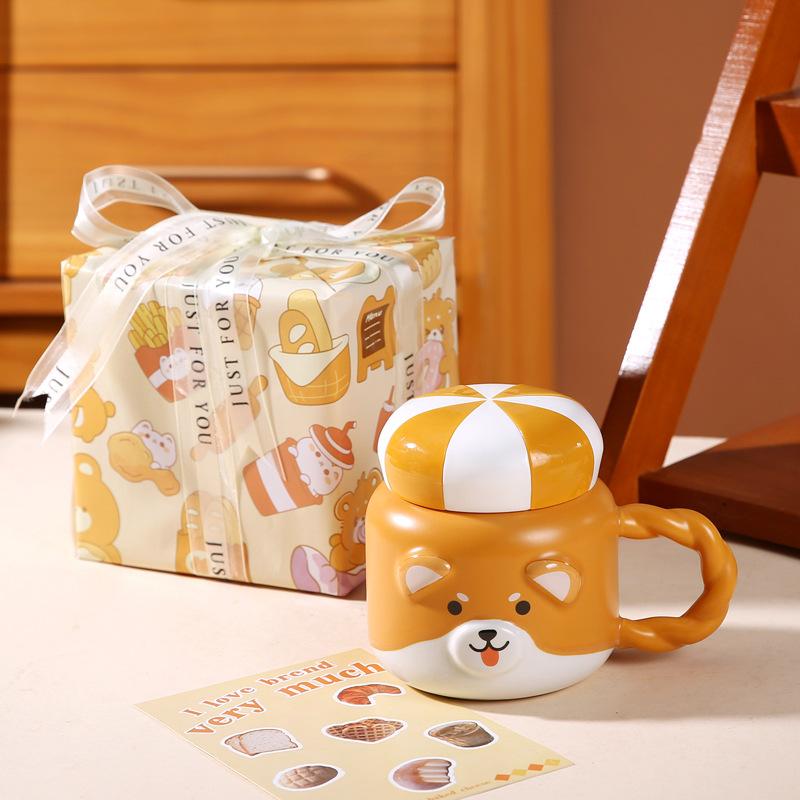 Cartoon Ceramic Mug Cute Animal Water Cup Girl Public Office High Looking Birthday Gift