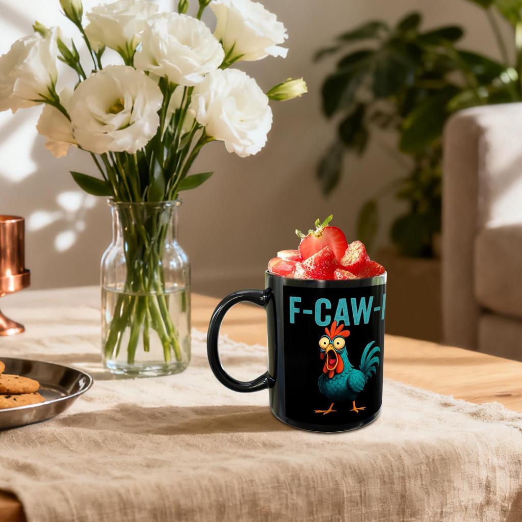F-Caw-F Chicken Coffee Mug Funny Drinkware Rooster Ceramic Mugs Milk Cup for Tea Coffee Hot Cocoa Juice Cold Drinks Family