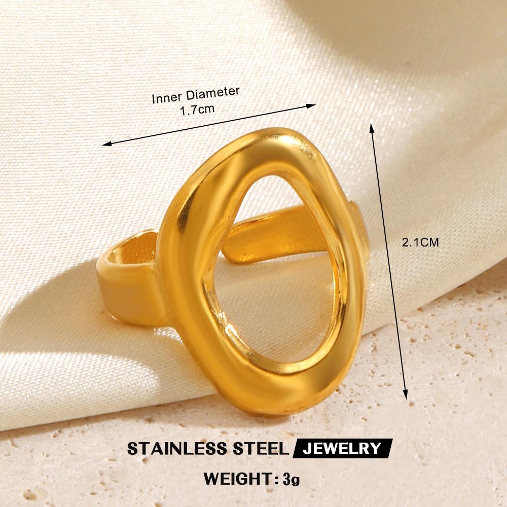 Stainless Steel Heart-Shaped Open Ring for Women - European & American Hip-Hop Style