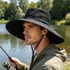 Summer Foldable Bucket Hat, Extra Large Brim Sun Protection Hat, Fisherman Hat with Adjustable Windproof Rope, for Hiking Beach Gardening Outdoor