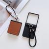 For Samsung Galaxy Z Flip7 5G Case Imprinted Rhombus TPU+PC Phone Cover with Wrist Strap