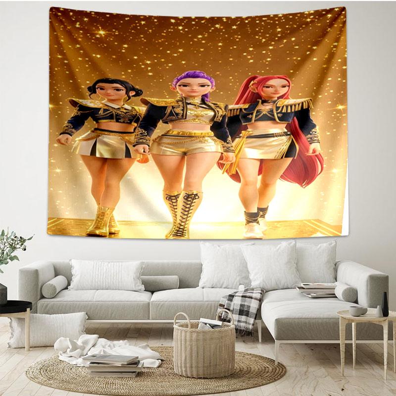Arazzo Stampato Cacciatori di Demoni KPop - Tessuto Decorativo da Parete Portatile, per Casa, Dormitorio, Viaggio, Camera da Letto, Soggiorno - Regalo Ideale per Compleanno, Inaugurazione
