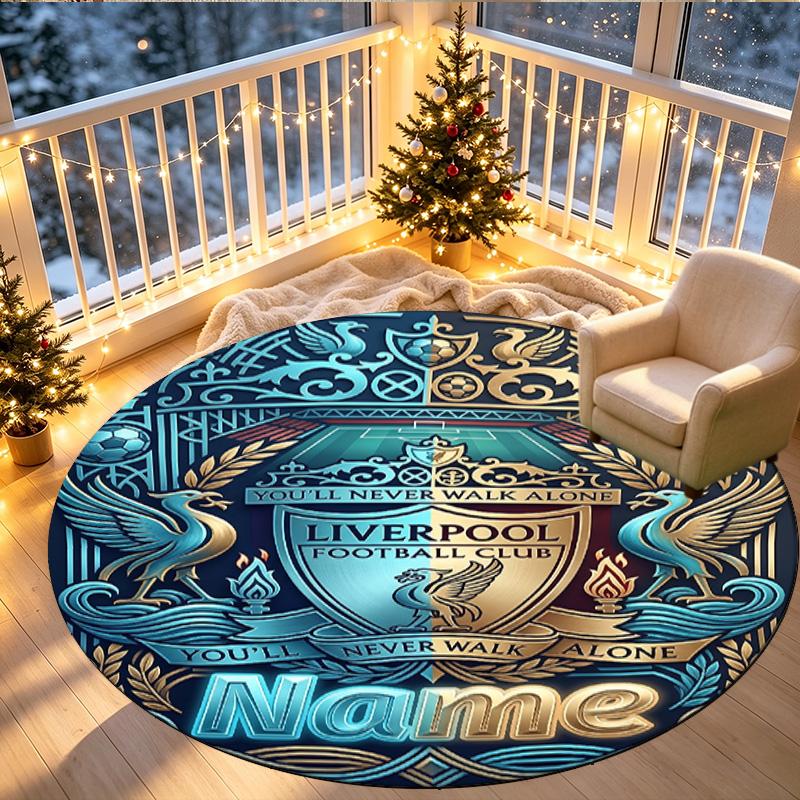 Benutzerdefinierter Name Personalisierter LFC Druck Runder Teppich, Vielseitiger Heimdekorations Teppich, für Spielzimmer, Wohnung, Balkon, Eingangsbereich, Flur Geschenk
