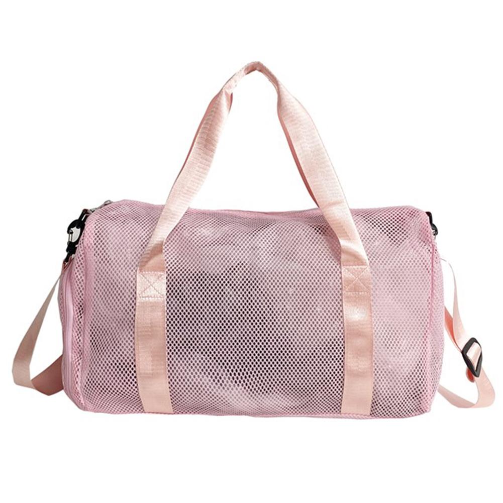Mesh Travel Duffle Bag Gym Sports Bag with Shoe Compartment Luggage Bag Dry Wet Separation Large Capacity for Outdoor Travel розовый