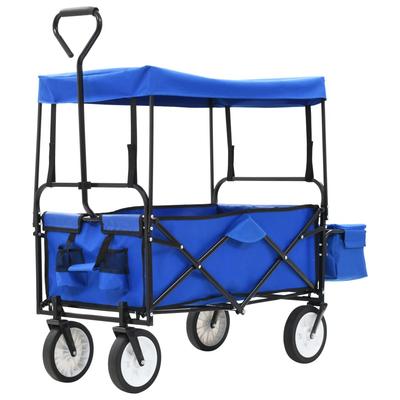 Vidaxl Foldable Hand Truck With Canopy, Steel, Blue